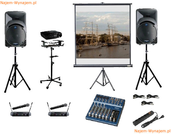 Zestaw multimedialny MIX: projektor BenQ, ekran, kolumny, mikrofon...